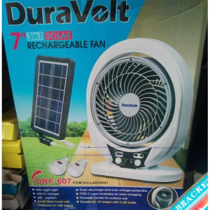 7 Inches Duravolt Fan with Solar panel and 2 Bulbs