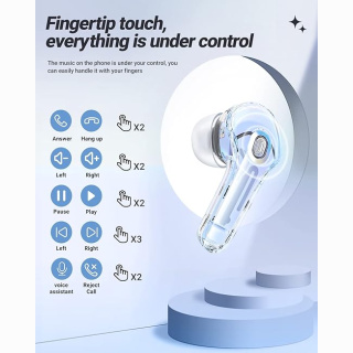 LED Power Display Mini Crystal in-Ear Earbuds with Wireless Charging Case Touch Control