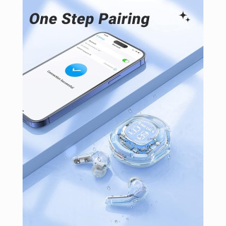LED Power Display Mini Crystal in-Ear Earbuds with Wireless Charging Case Touch Control