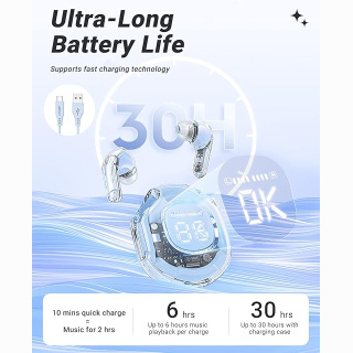 LED Power Display Mini Crystal in-Ear Earbuds with Wireless Charging Case Touch Control