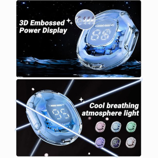 LED Power Display Mini Crystal in-Ear Earbuds with Wireless Charging Case Touch Control